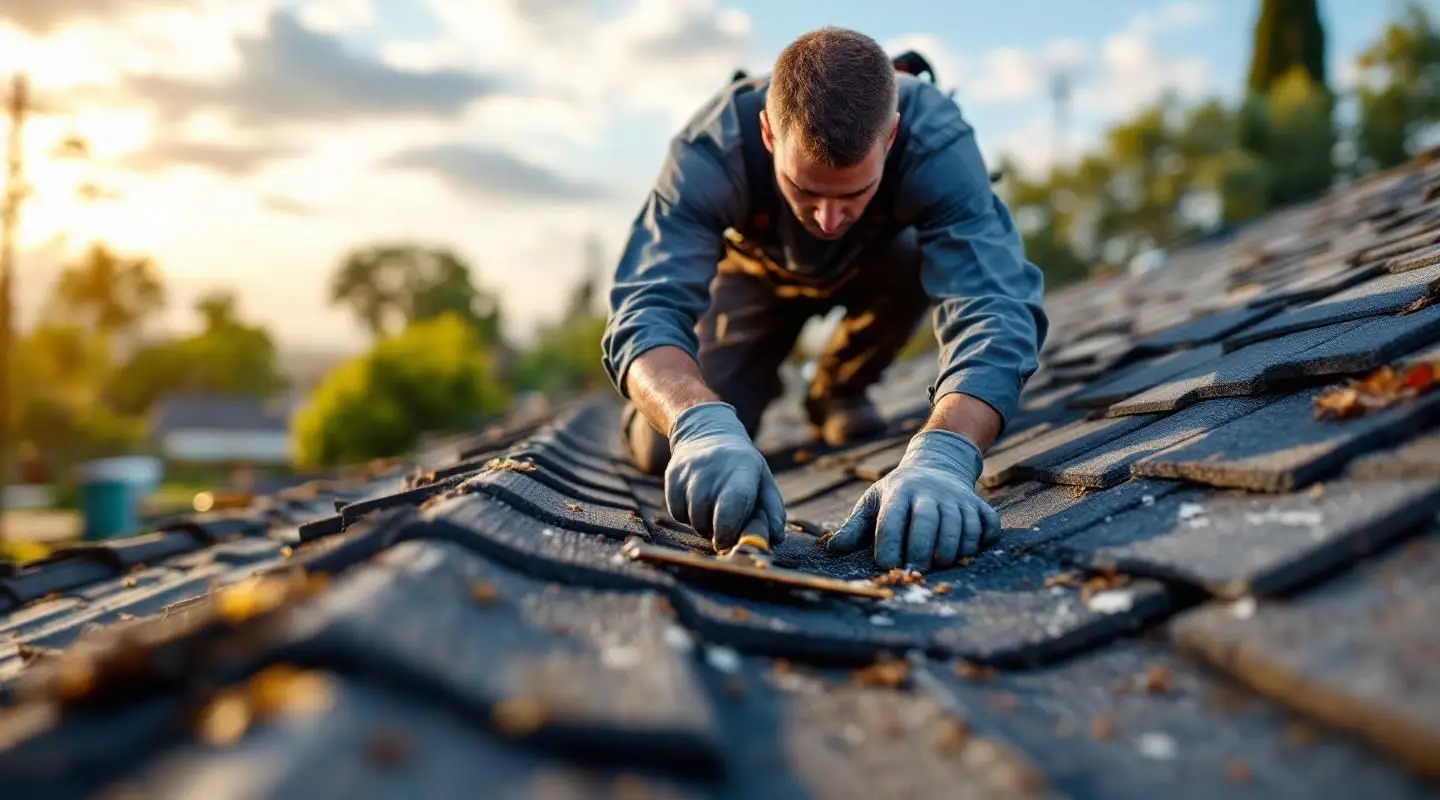 Professional roofing crew installing architectural asphalt shingles on a large commercial property in DeLand.